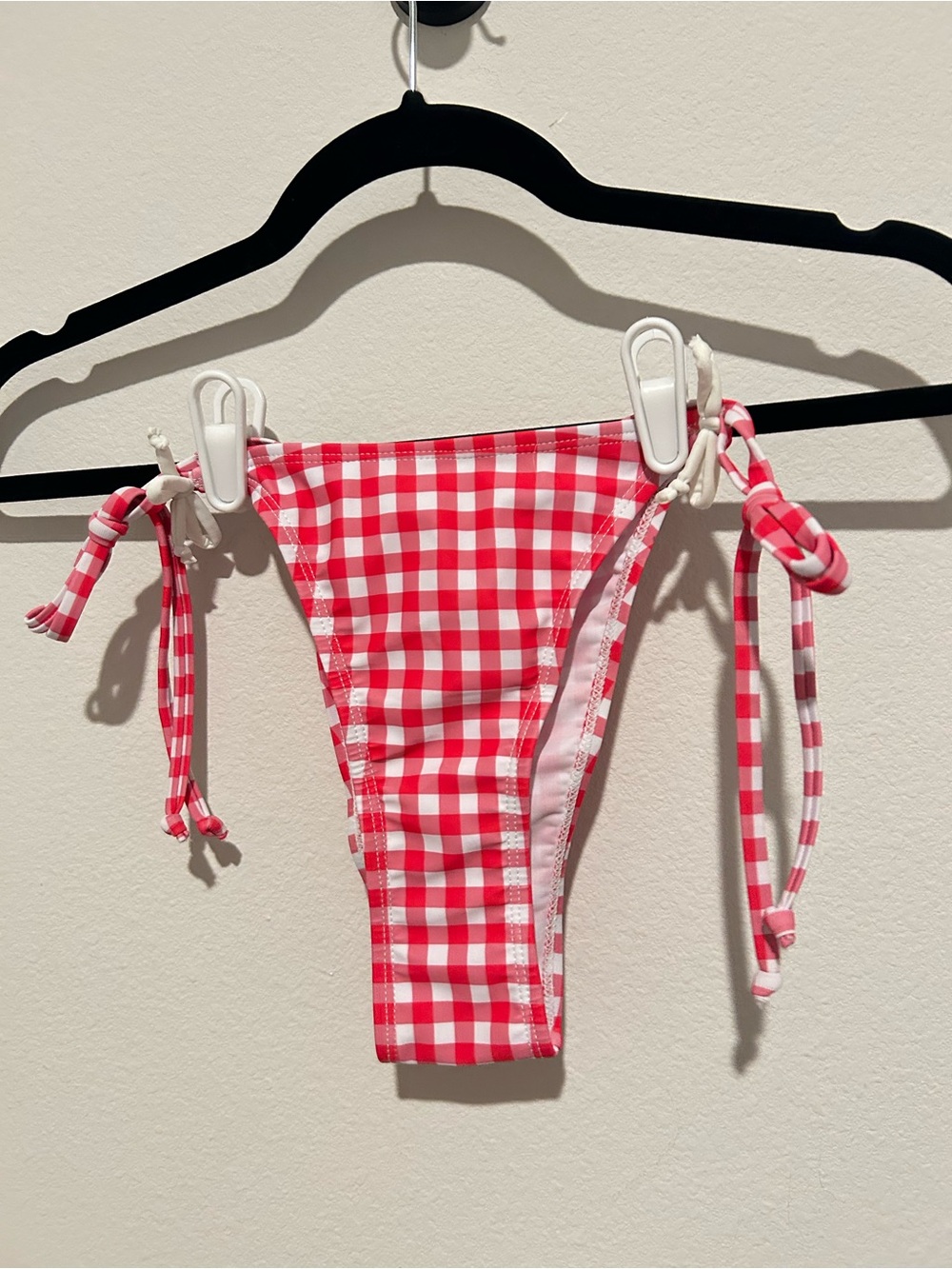 Red Gingham Tie-Side Bikini Bottom